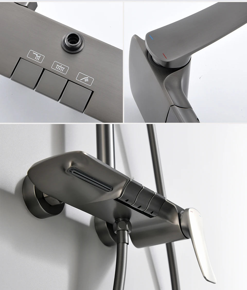 Gold-Duschsystem – Messing-Design – Höhenverstellbar