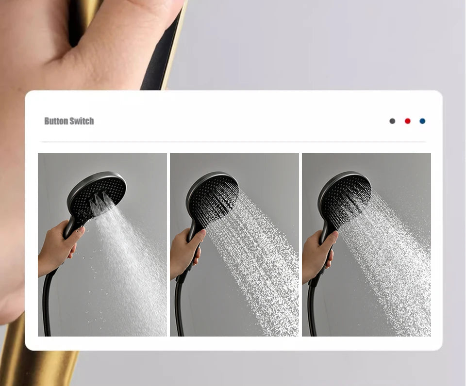 Gold-Duschsystem – Messing-Design – Höhenverstellbar