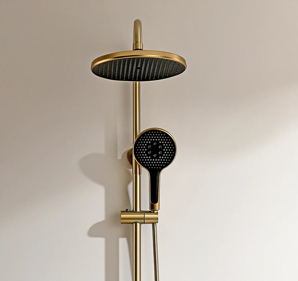 Gold-Duschsystem – Messing-Design – Höhenverstellbar