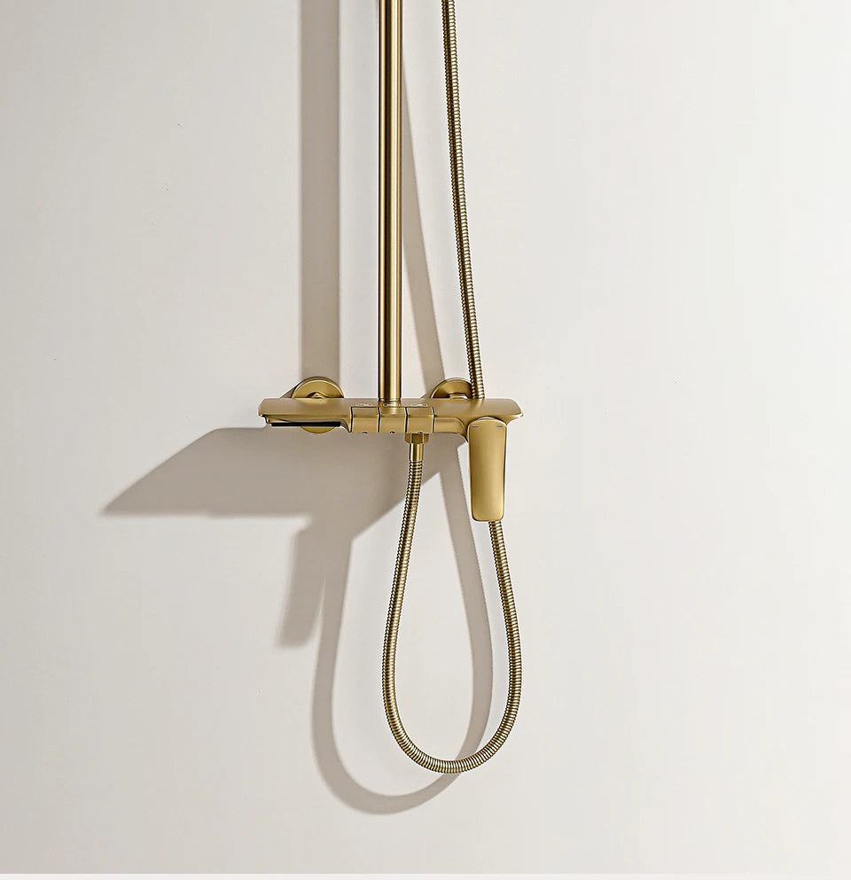 Gold-Duschsystem – Messing-Design – Höhenverstellbar