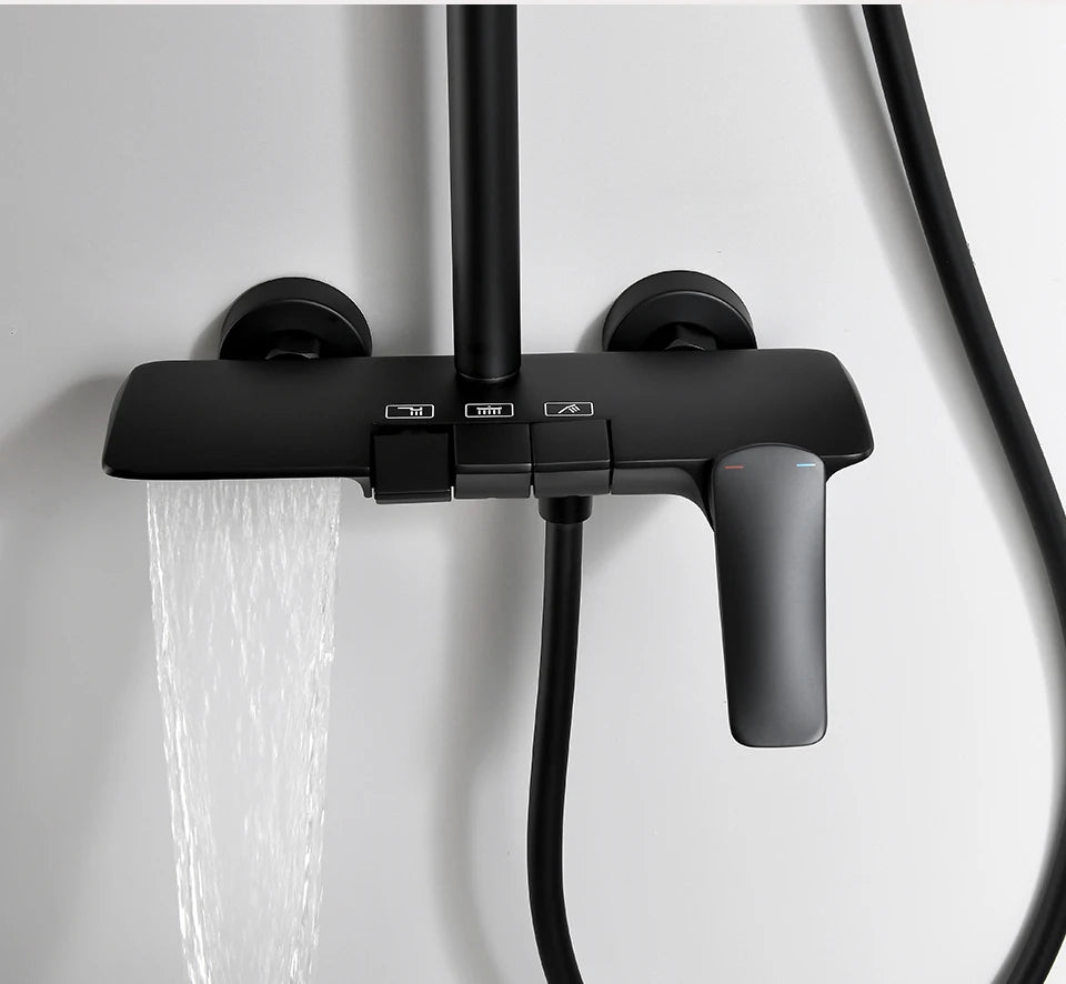 Gold-Duschsystem – Messing-Design – Höhenverstellbar