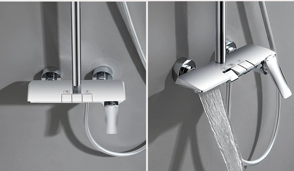 Gold-Duschsystem – Messing-Design – Höhenverstellbar