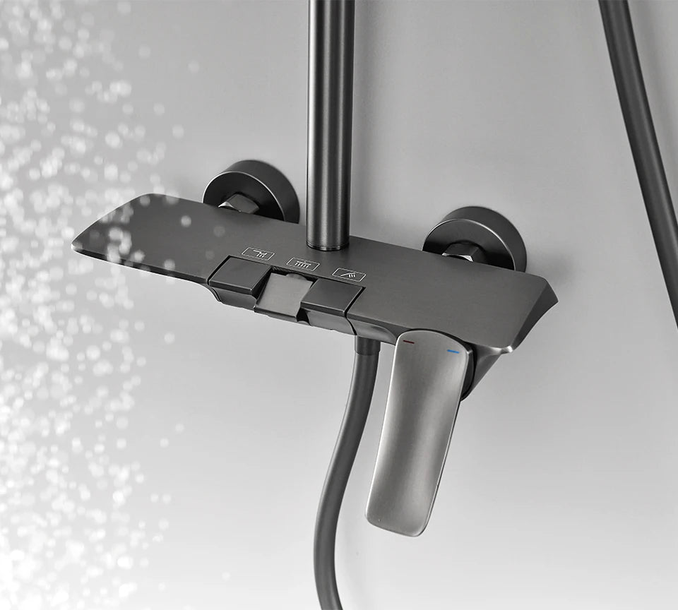 Gold-Duschsystem – Messing-Design – Höhenverstellbar