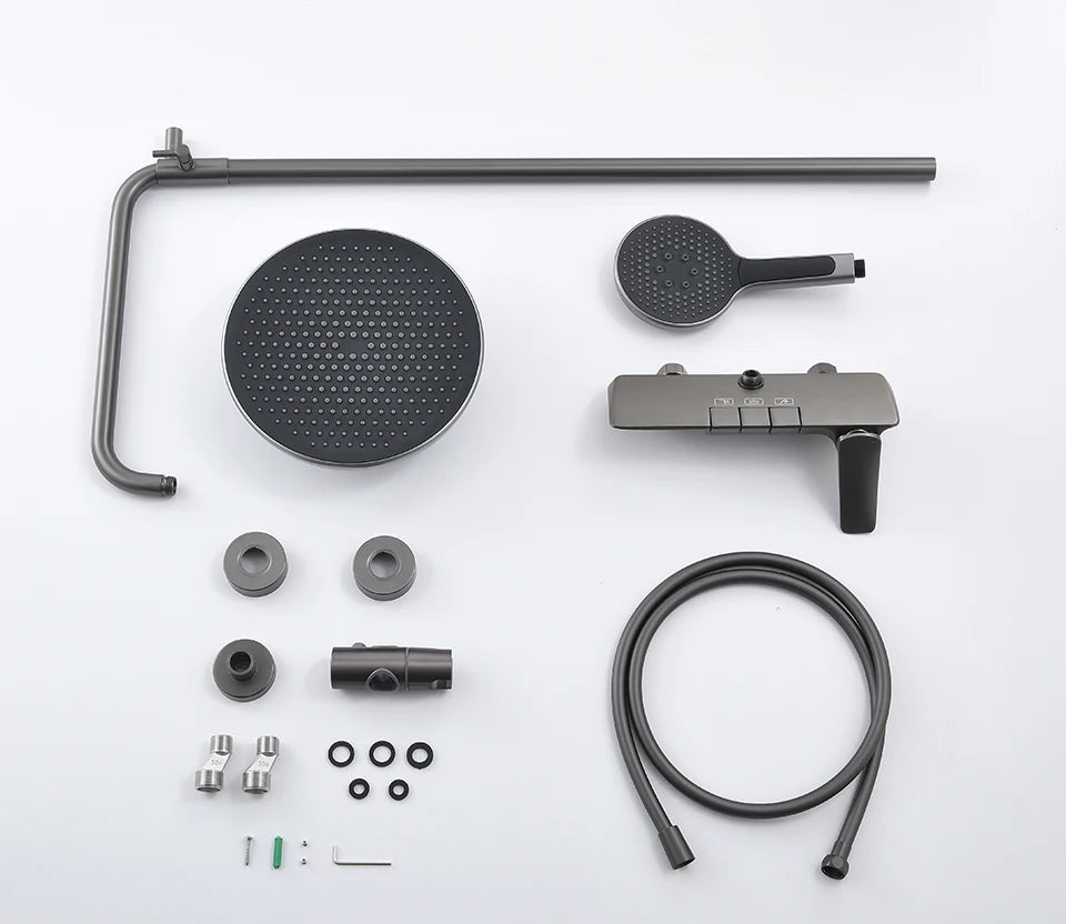 Gold-Duschsystem – Messing-Design – Höhenverstellbar