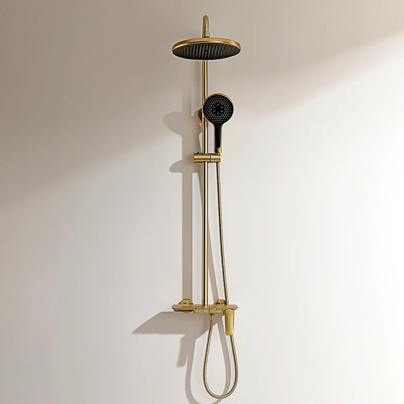 Gold-Duschsystem – Messing-Design – Höhenverstellbar