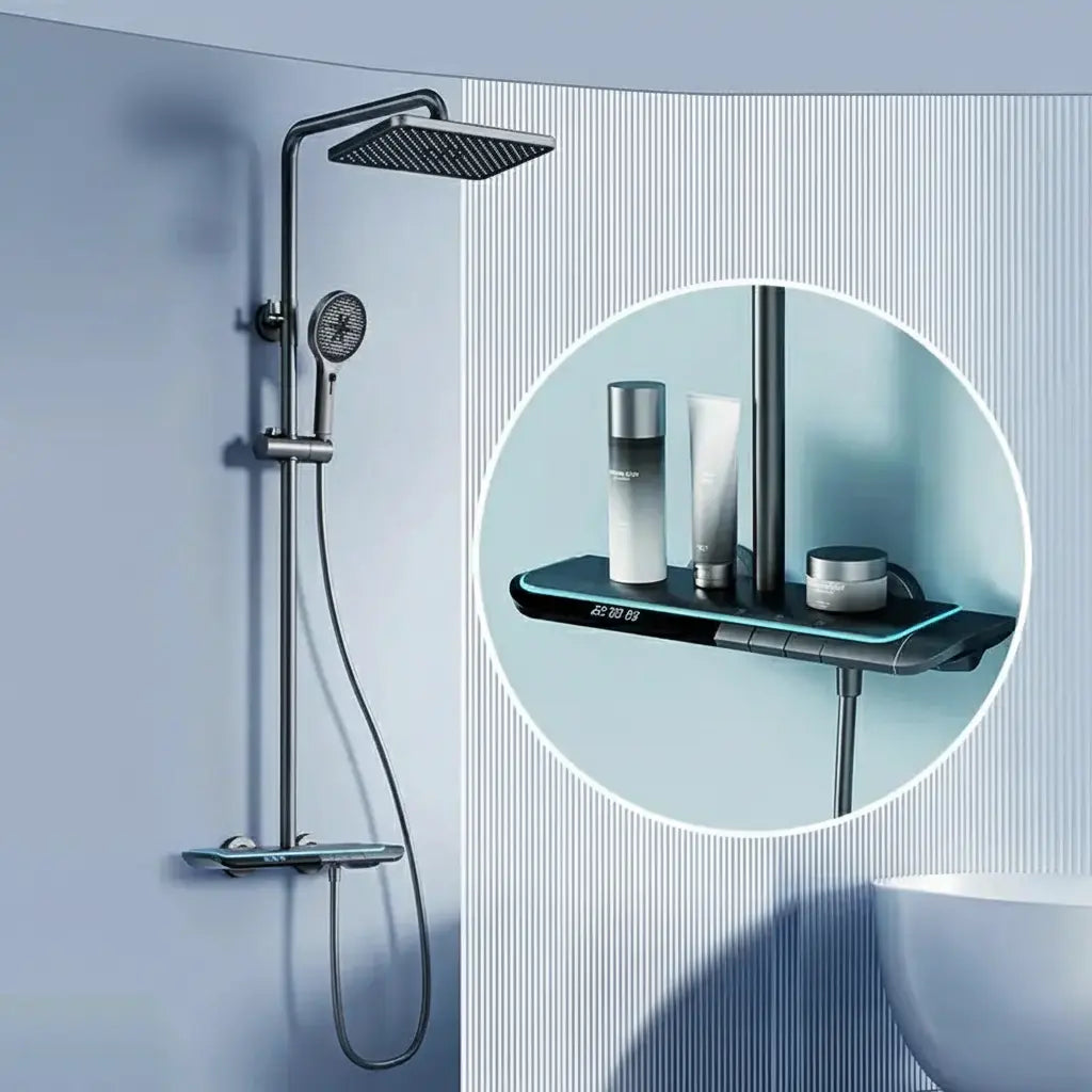 Gold-Duschsystem – Messing-Design – Höhenverstellbar