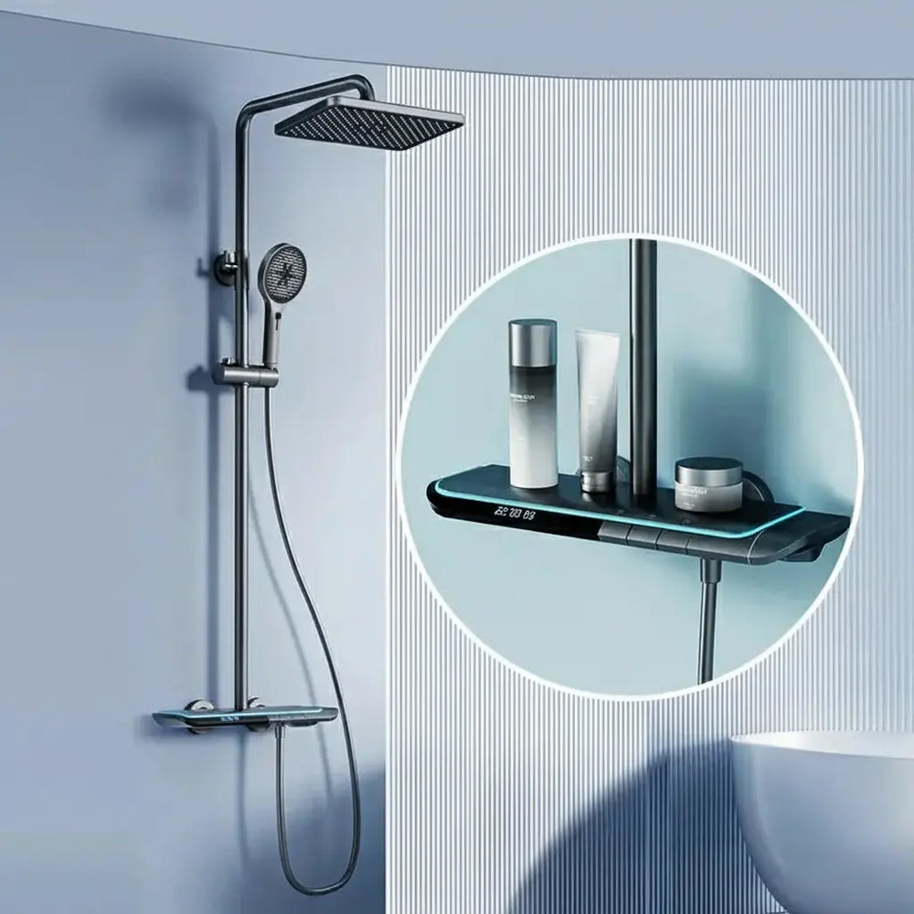 Gold-Duschsystem – Messing-Design – Höhenverstellbar