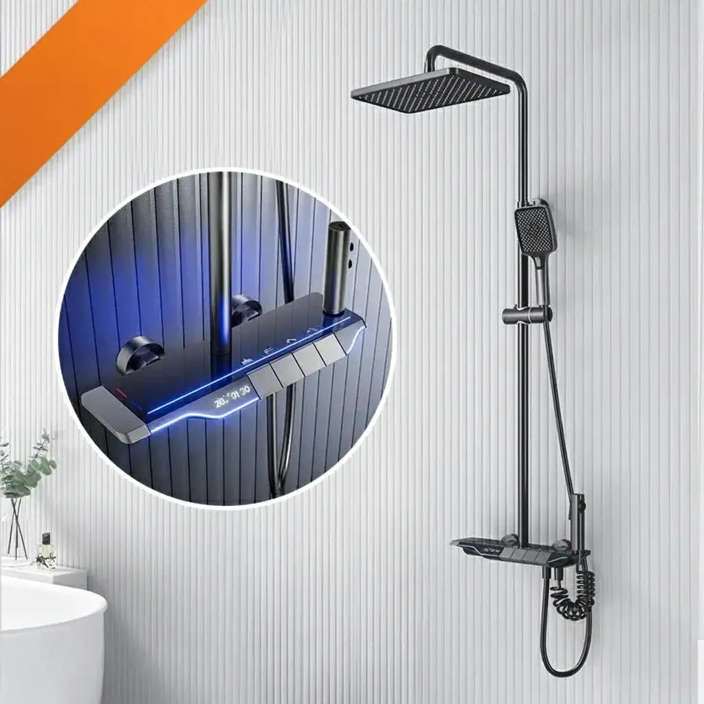 Gold-Duschsystem – Messing-Design – Höhenverstellbar