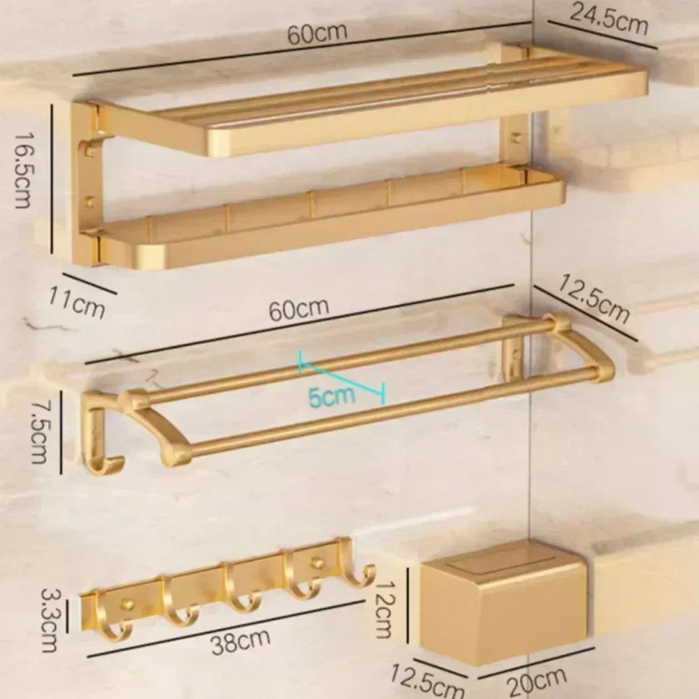 Gold Handtuchhalter – Aluminium Design – 60cm Badezimmer