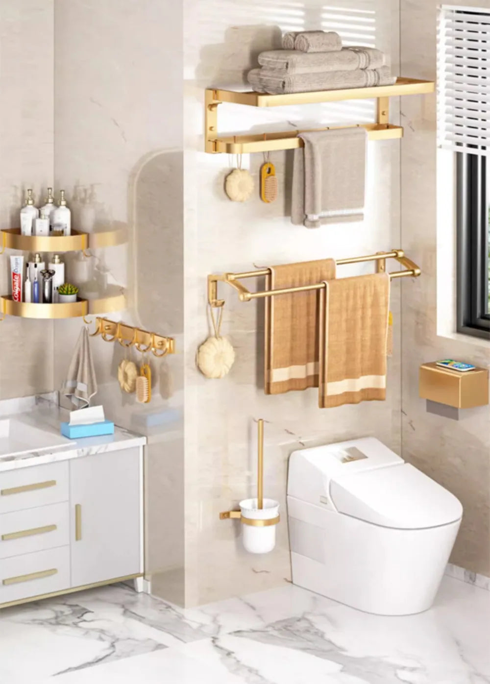 Gold Handtuchhalter – Aluminium Design – 60cm Badezimmer