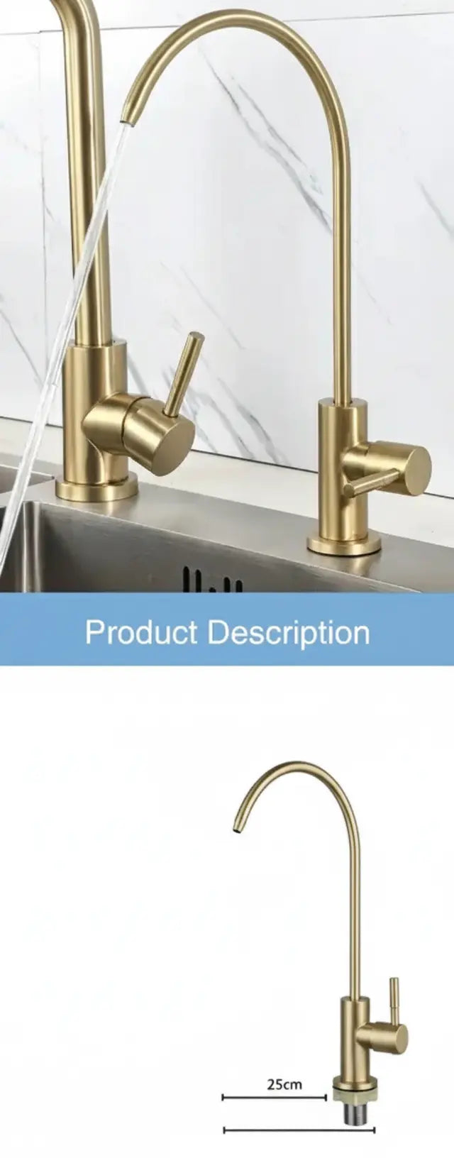 Gold Küchenarmatur – Edelstahl – Direkter Trinkgenuss