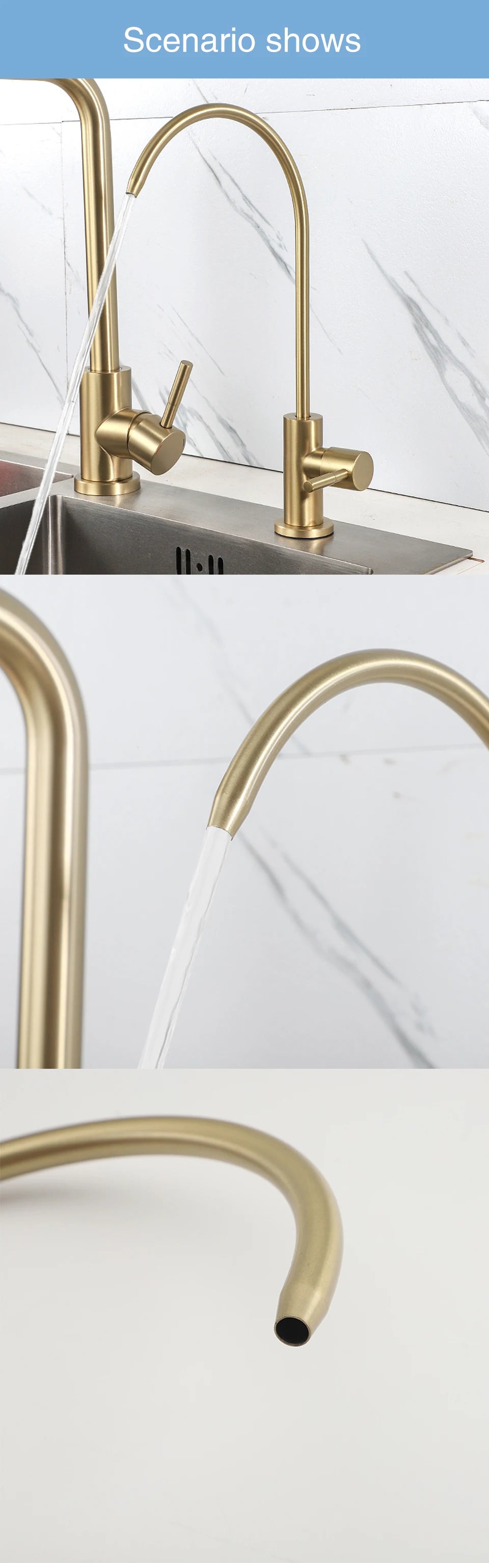 Gold Küchenarmatur – Edelstahl – Direkter Trinkgenuss