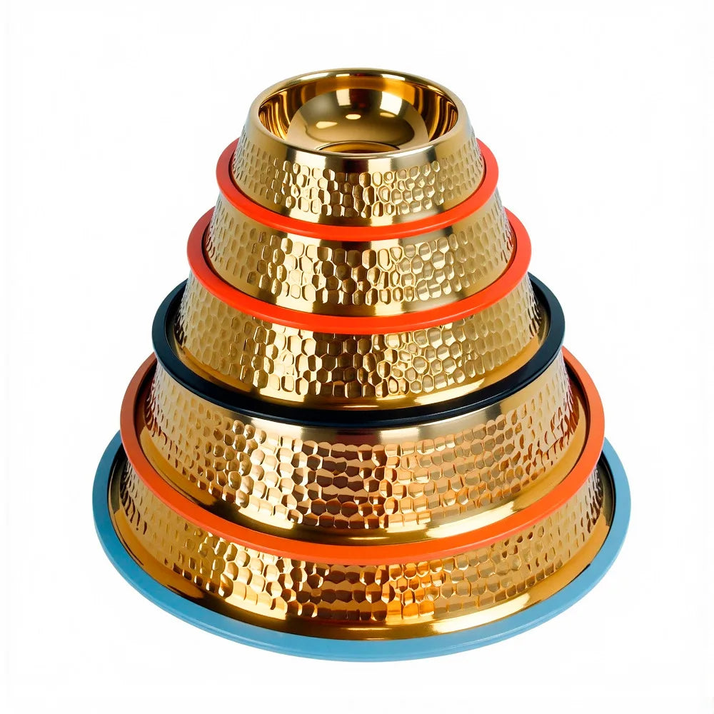 Goldbeschichteter Napf – Edelstahl Design – Grosses Volumen