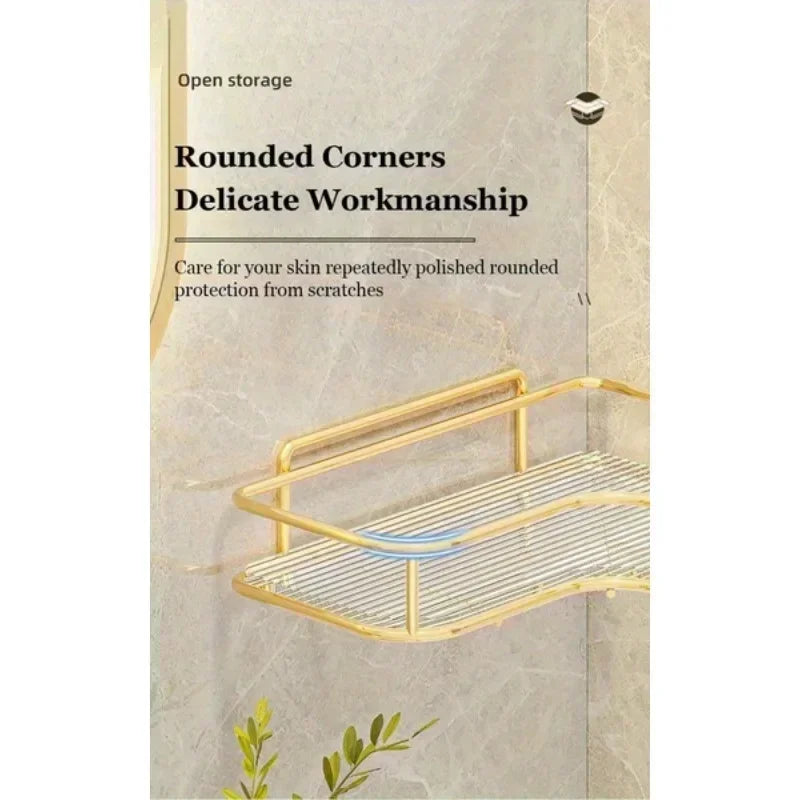 Goldene Badezimmerregale – Edelstahl – Wandmontage