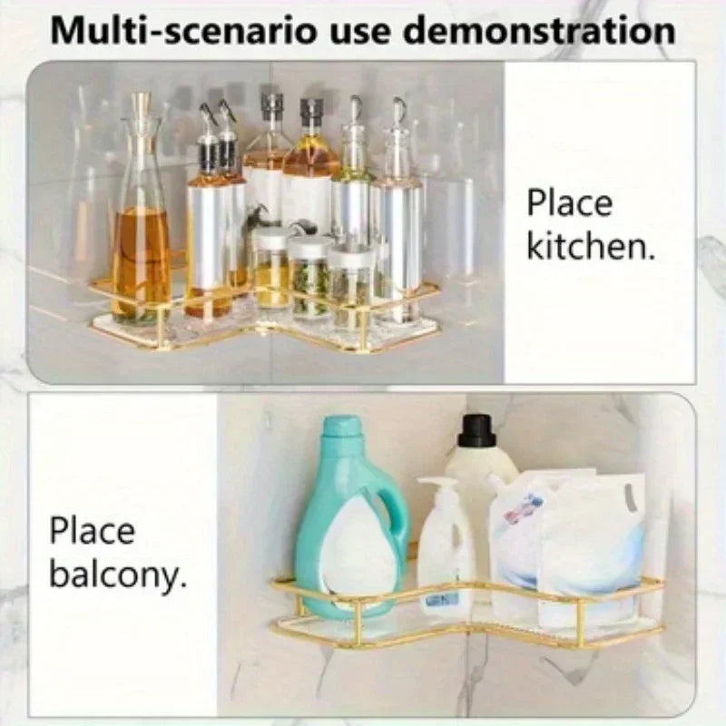 Goldene Badezimmerregale – Edelstahl – Wandmontage