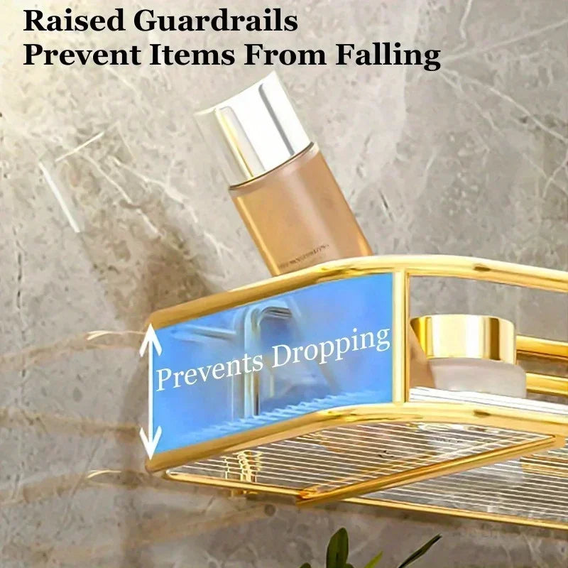 Goldene Badezimmerregale – Edelstahl – Wandmontage