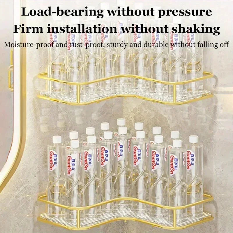 Goldene Badezimmerregale – Edelstahl – Wandmontage