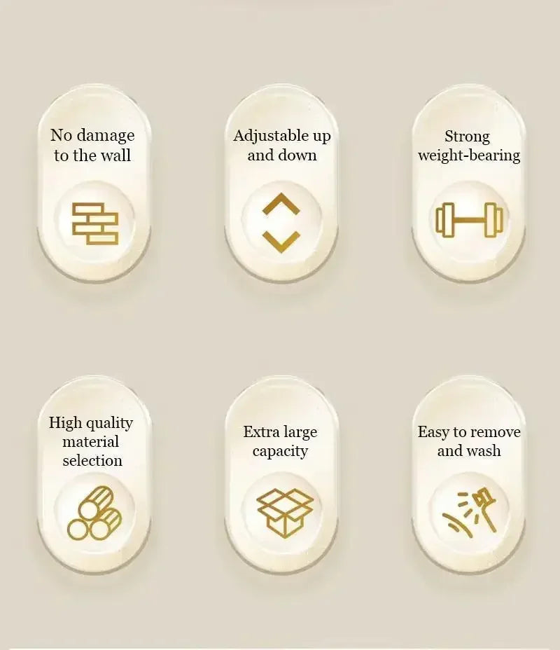 Goldene Badezimmerregale – Edelstahl – Wandmontage