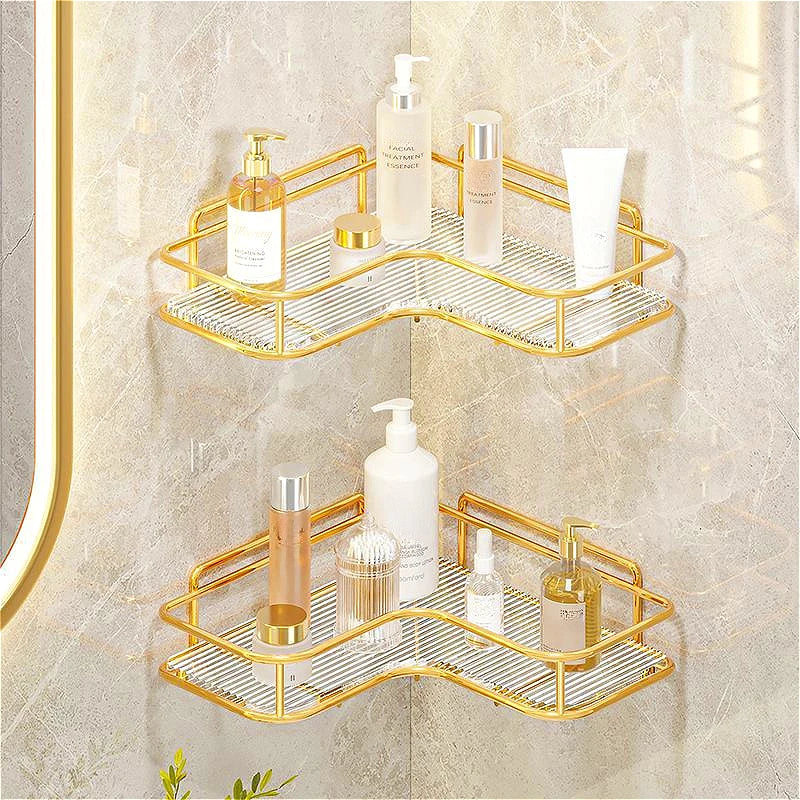 Goldene Badezimmerregale – Edelstahl – Wandmontage