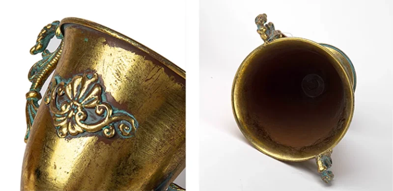 Goldene Eisen-Vase im Vintage-Stil für Wohnzimmerdekoration