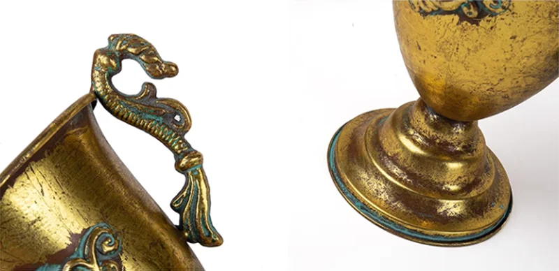 Goldene Eisen-Vase im Vintage-Stil für Wohnzimmer-Tischdeko
