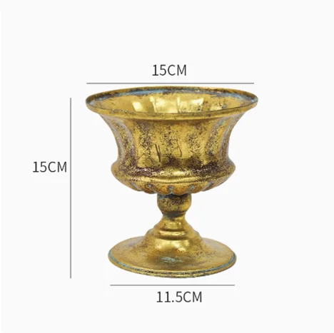 goldene Eisen-Vase im Vintage-Stil aus Europa für Wohnzimmer