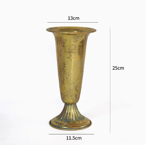 Goldene Eisen-Vase im Vintage-Stil für Wohnzimmer-Tischdekoration