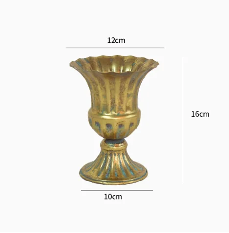 Goldene Eisen-Vase im Vintage-Stil, europäisches Design für Tischdeko, Wohnzimmer