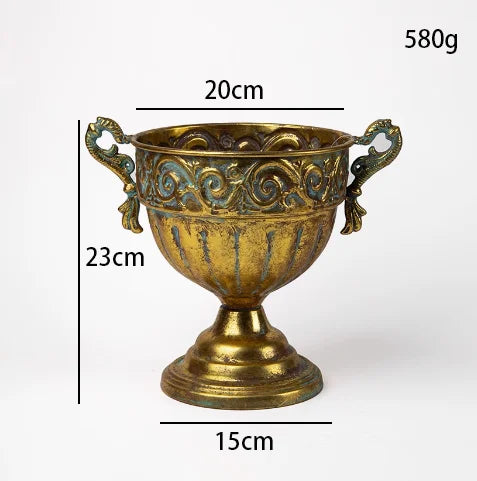Goldene Eisen-Vase im Vintage-Stil für Wohnzimmerdekoration