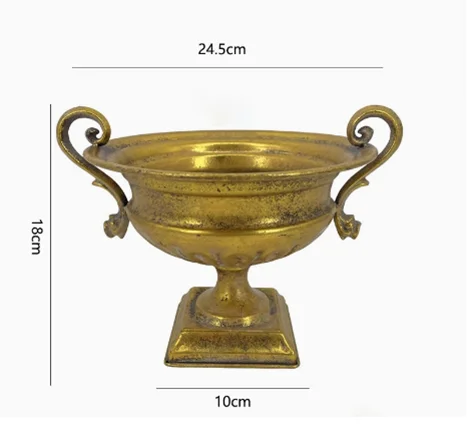 Goldene Eisen-Vase im Vintage-Stil für Wohnzimmerdekoration