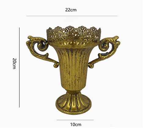 goldene vintage eisen-vase im europäischen stil für wohnzimmer tischdekoration