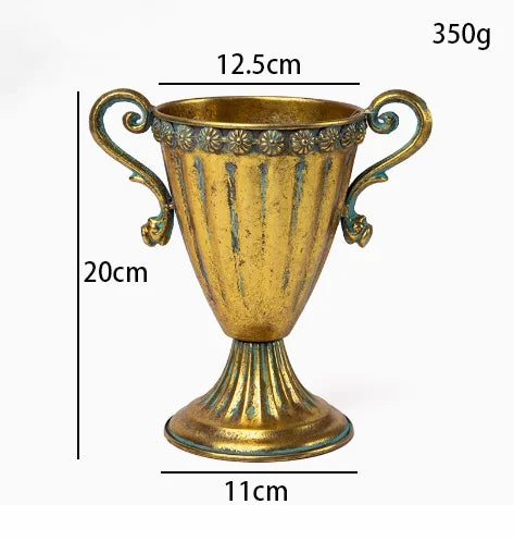 Goldene Eisen-Vase im Vintage-Stil, ideal für Wohnzimmer-Deko Tisch