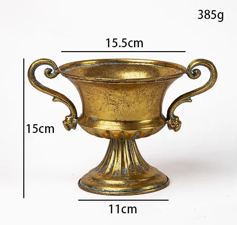 Goldene Eisen-Vase im Vintage-Stil für Esstischdekoration