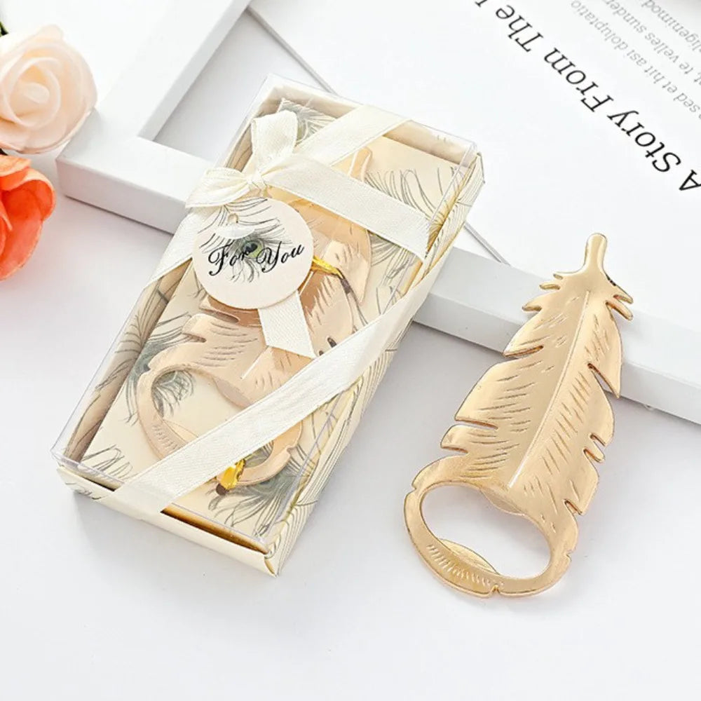 Goldener Flaschenöffner – Federdesign 10x4.2cm