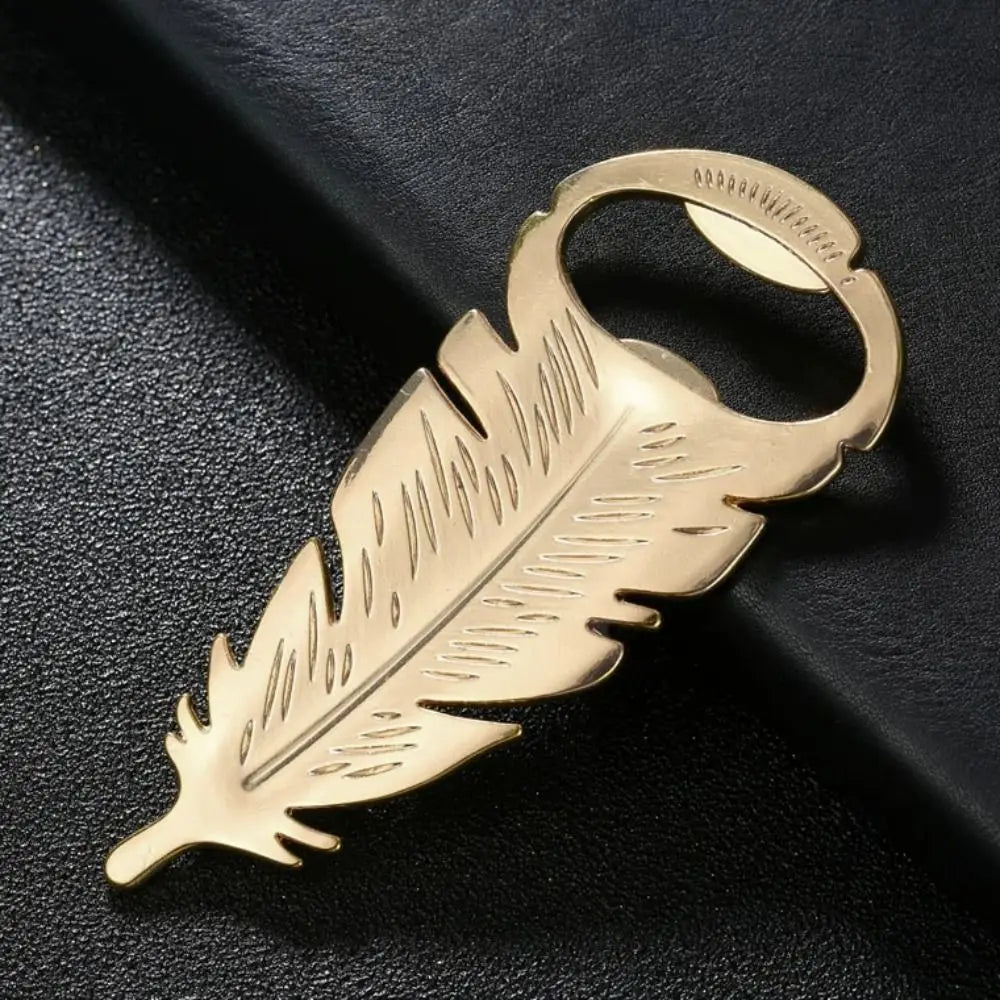 Goldener Flaschenöffner – Federdesign 10x4.2cm