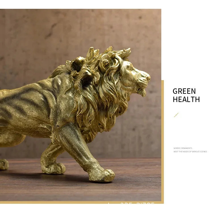 Goldener Löwen-König – Resin-Skulptur – 37CM Tischdeko