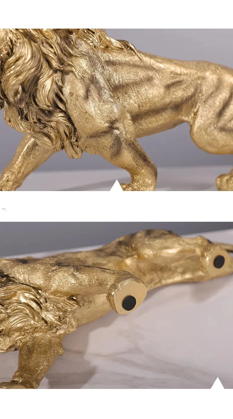 Goldener Löwen-König – Resin-Skulptur – 37CM Tischdeko