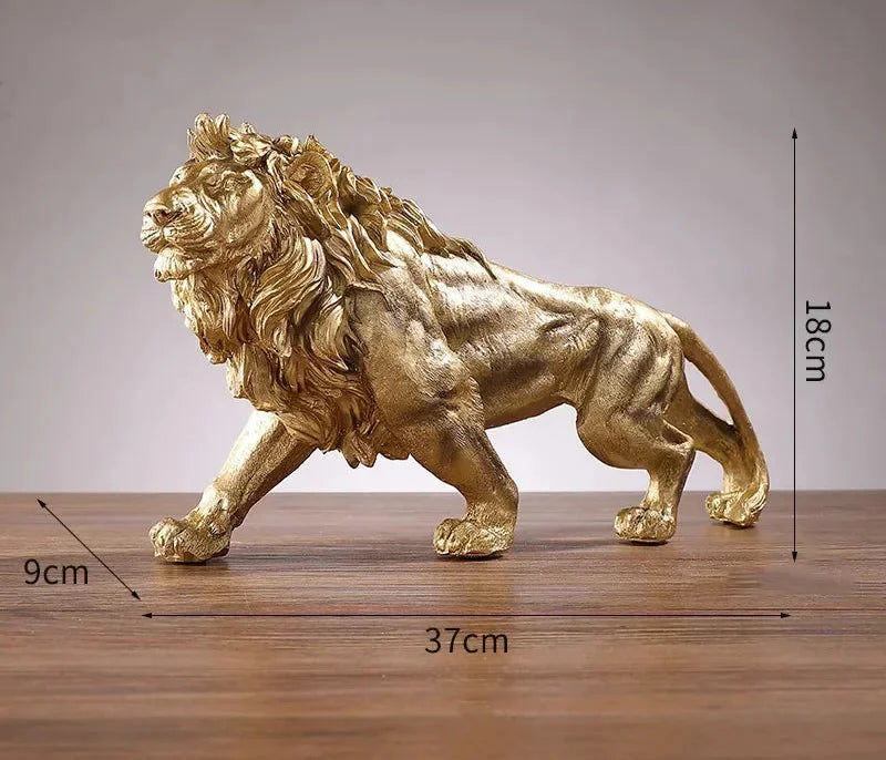 Goldener Löwen-König – Resin-Skulptur – 37CM Tischdeko
