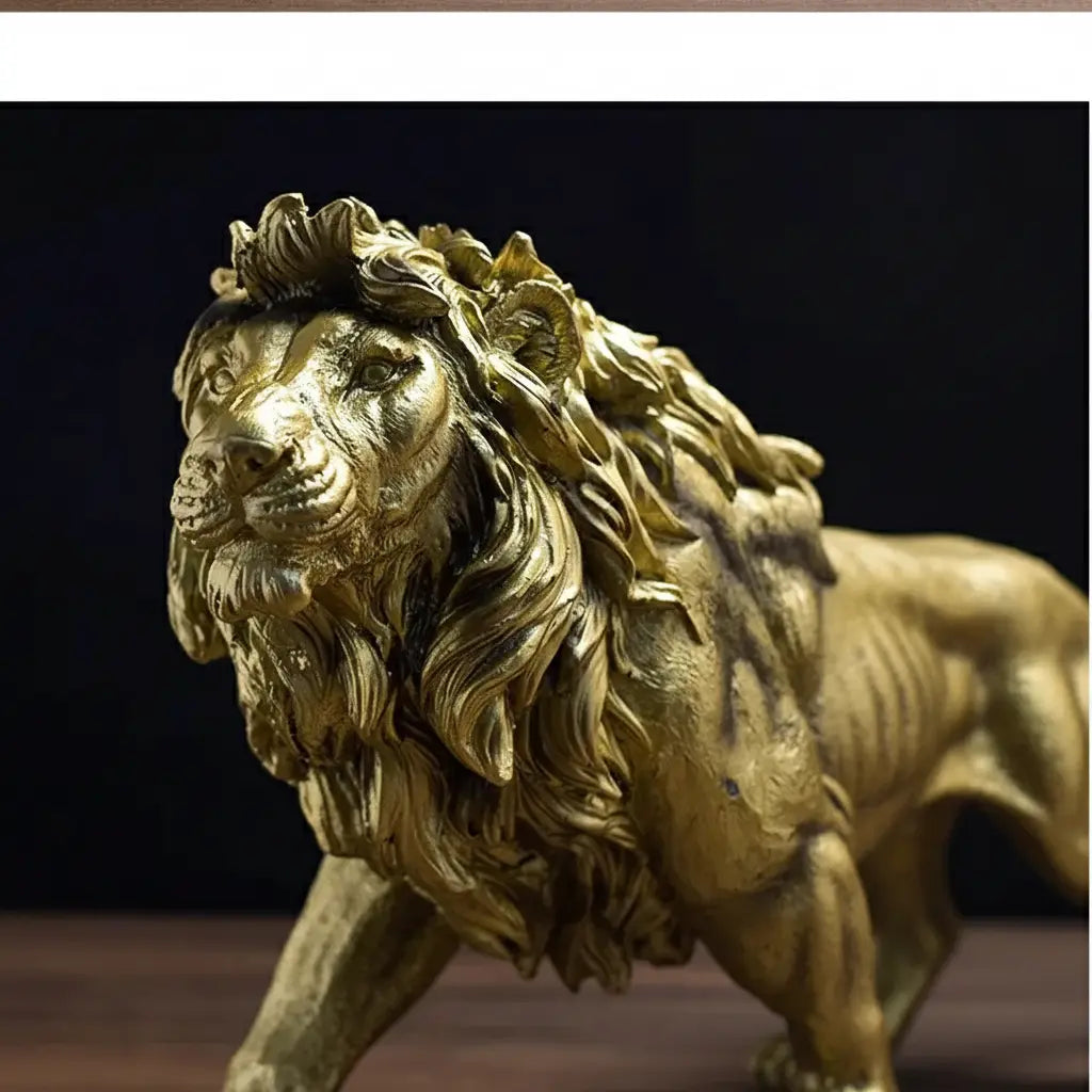 Goldener Löwen-König – Resin-Skulptur – 37CM Tischdeko