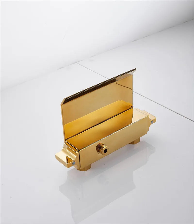 Goldenes Badezimmer-Set – Messing Wasserfall Wandmontage