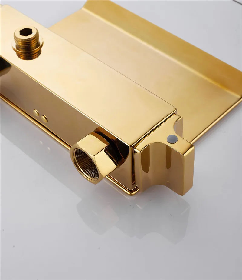 Goldenes Badezimmer-Set – Messing Wasserfall Wandmontage