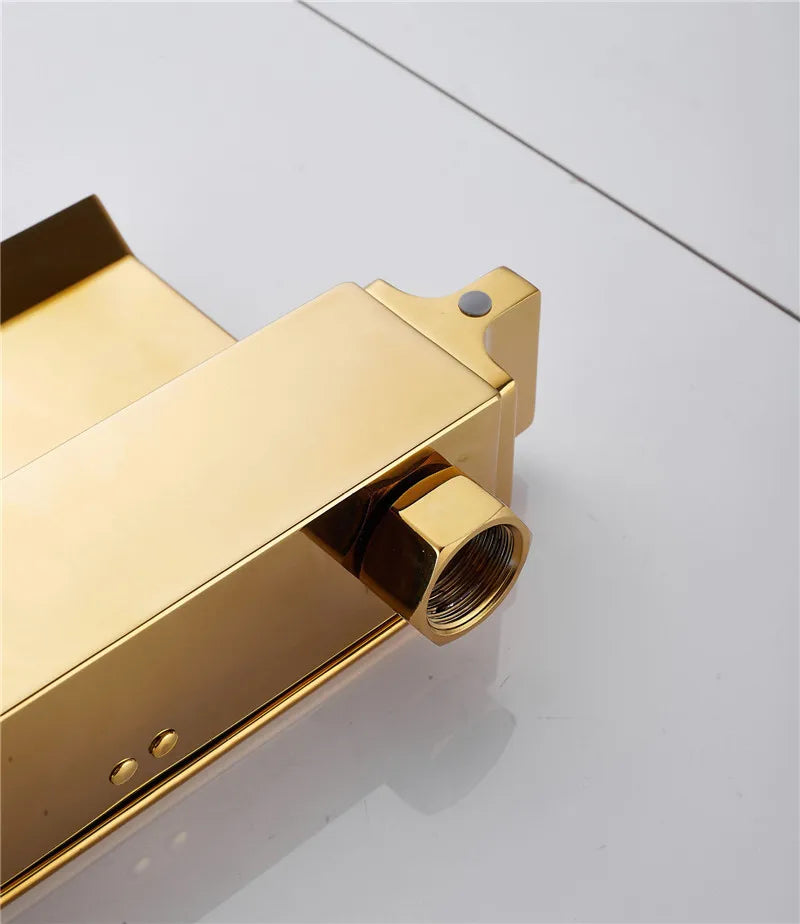 Goldenes Badezimmer-Set – Messing Wasserfall Wandmontage