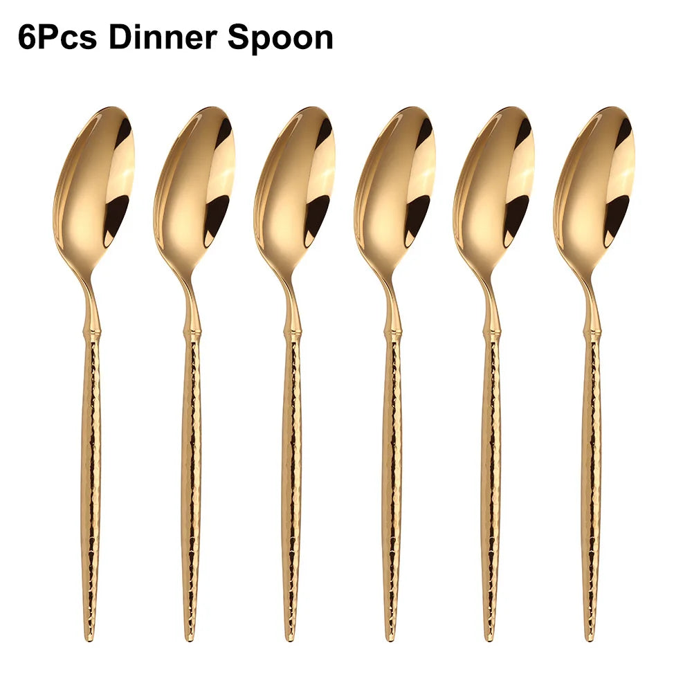 Goldenes Besteckset – Hammermuster – 6/16/20/24 Stück
