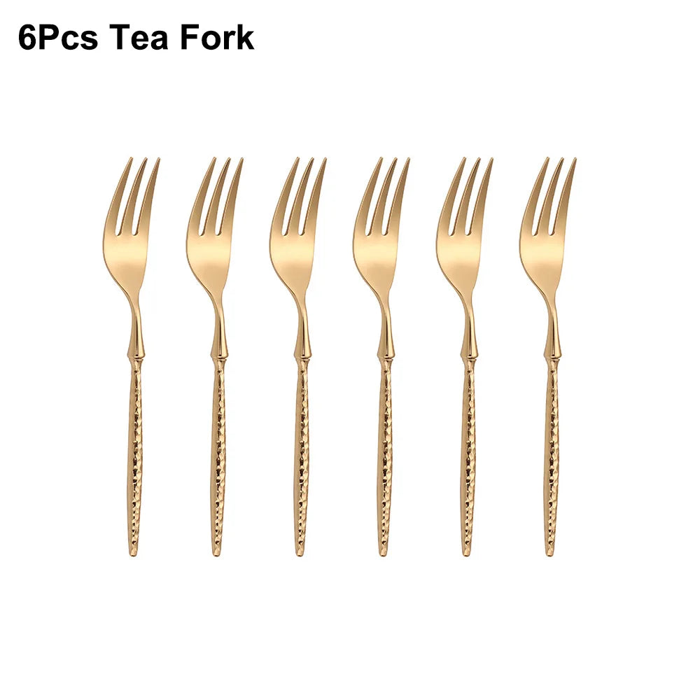 Goldenes Besteckset – Hammermuster – 6/16/20/24 Stück