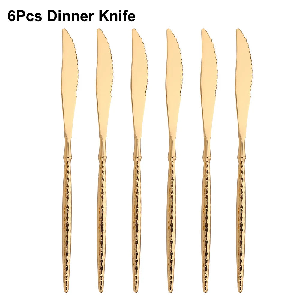 Goldenes Besteckset – Hammermuster – 6/16/20/24 Stück