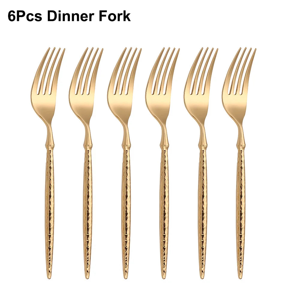 Goldenes Besteckset – Hammermuster – 6/16/20/24 Stück