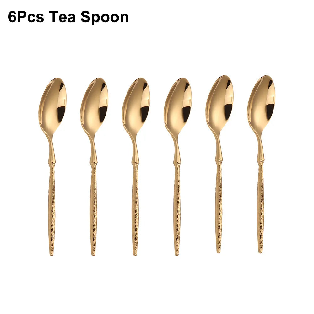 Goldenes Besteckset – Hammermuster – 6/16/20/24 Stück