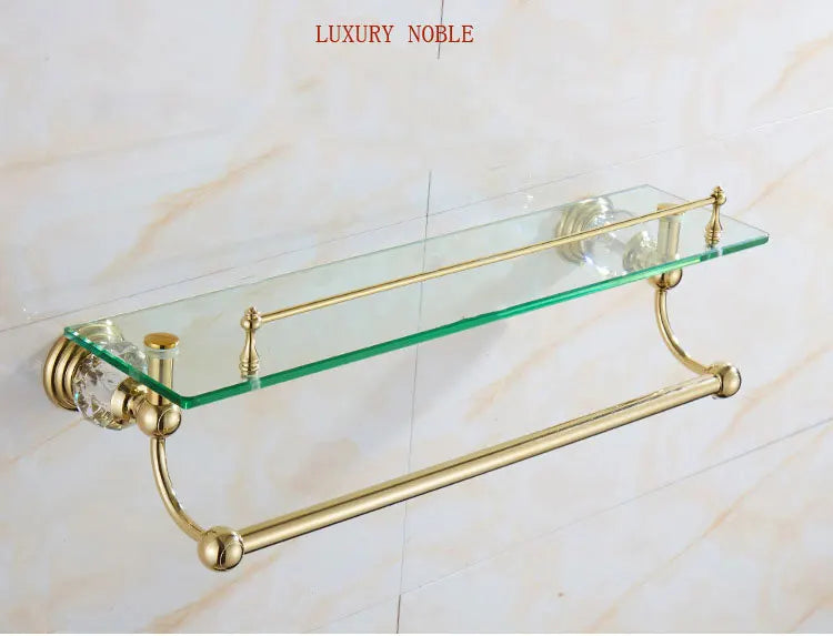 Goldenes Glasregal – Messing Doppelt Wandmontage