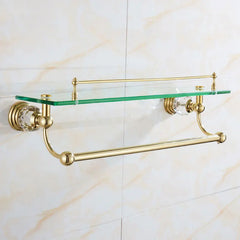 Goldenes Glasregal – Messing Doppelt Wandmontage