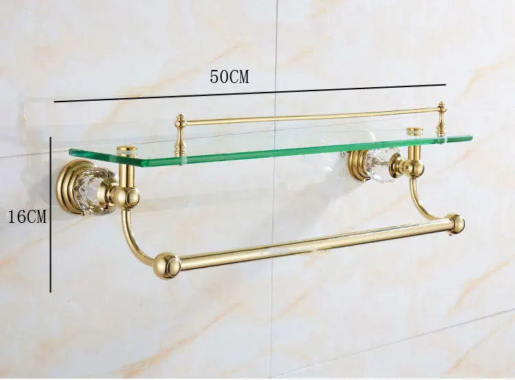 Goldenes Glasregal – Messing Doppelt Wandmontage
